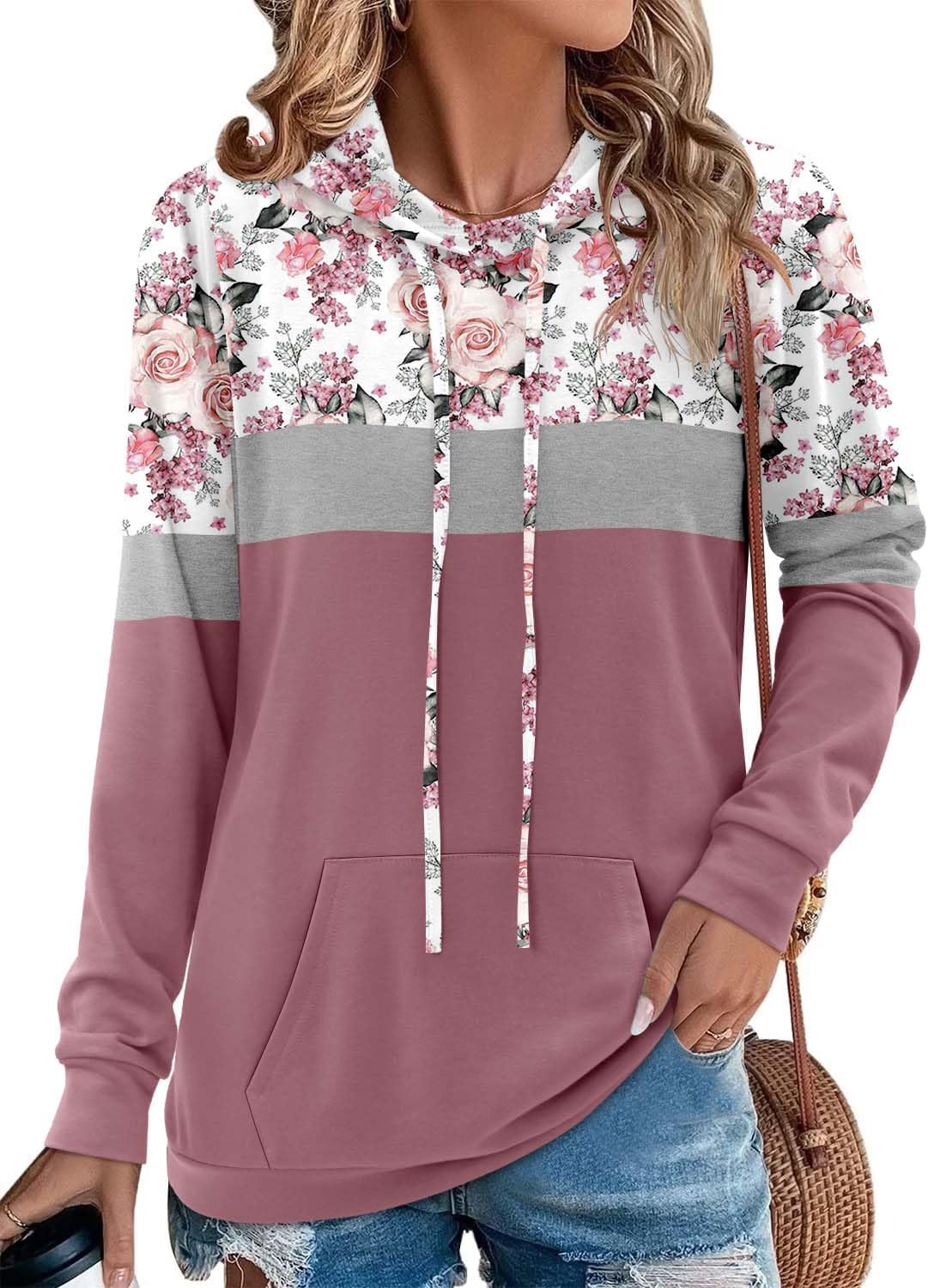 Angerella Hoodies for Women Camo Leopard Print Tops Pullover Hooded Sweatshirt Drawstring with Pocket