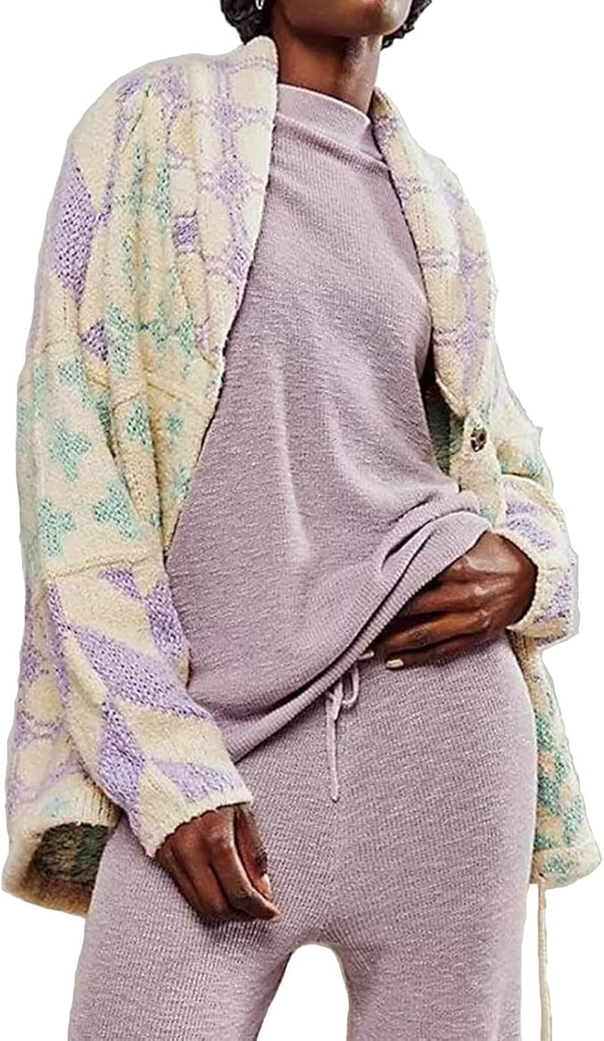 Women Cardigan Sweater Shawl Collar Button Down Oversized Sweaters Boho Fall Coat