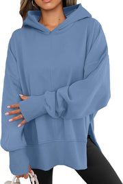 ANRABESS Womens Oversized Hoodies Long Sleeve Fleece Side Slit Hooded Sweatshirts Pullover 2025 Fall Outfits Y2K Clothes