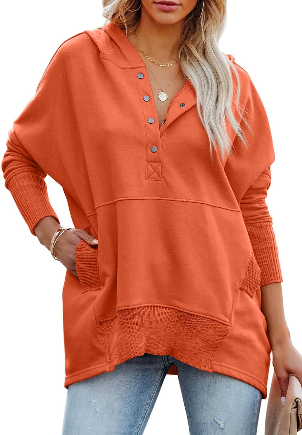 PRETTYGARDEN Women's Casual Long Sleeve Lapel Zipper Sweatshirt Drawstring Loose Pullover Tops