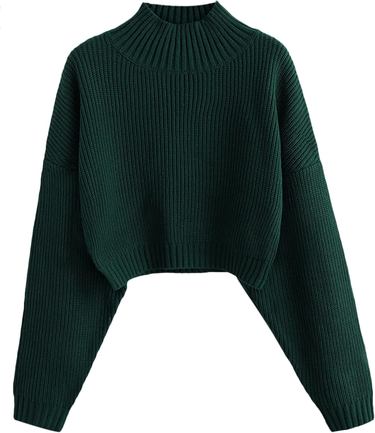 ZAFUL Women's Cropped Turtleneck Sweater Lantern Sleeve Ribbed Knit Pullover Sweater Jumper