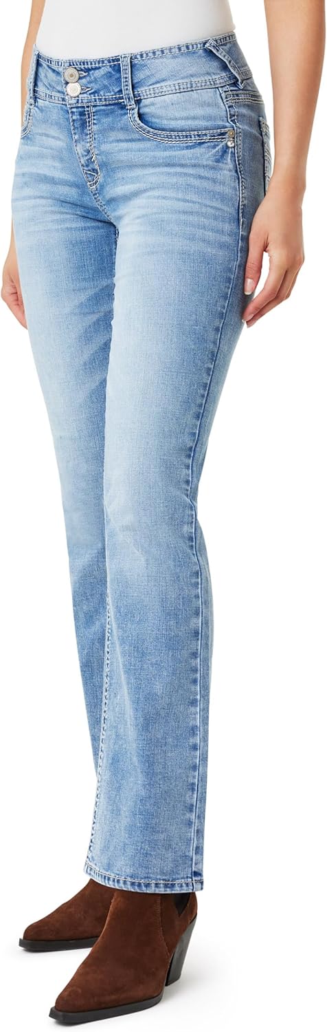 WallFlower Luscious Curvy Bootcut Jeans for Women, Mid-Rise Insta Stretch Denim, Size-Inclusive Juniors Jeans, Sizes 0 to 24
