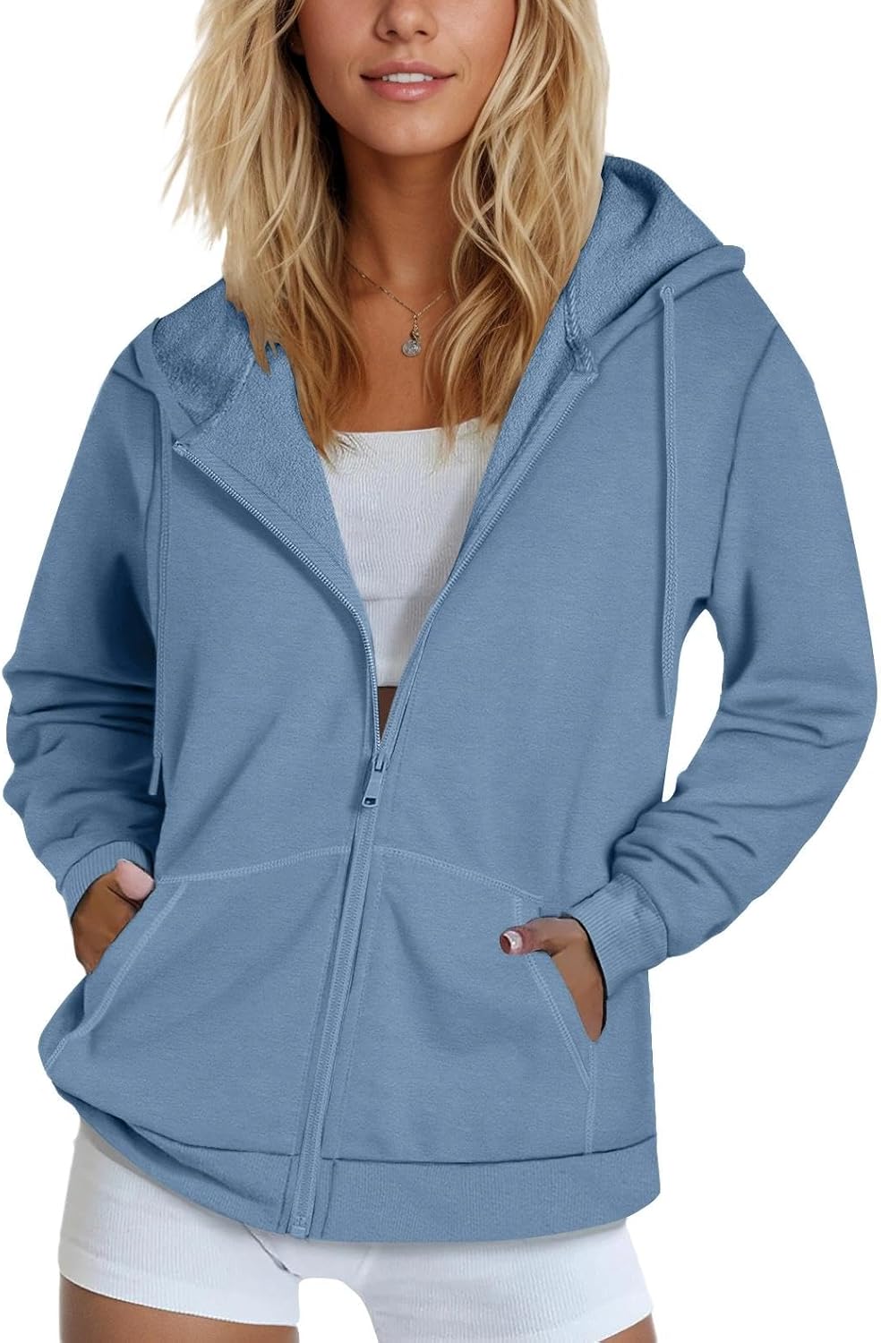 SMENG Womens Zip Up Hoodies Long Sleeve Fit Hooded Sweatshirts 2025 Casual Lightweight Jacket