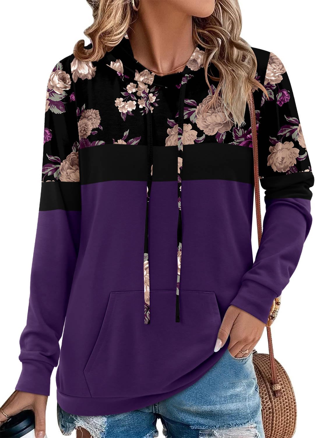 Angerella Hoodies for Women Camo Leopard Print Tops Pullover Hooded Sweatshirt Drawstring with Pocket