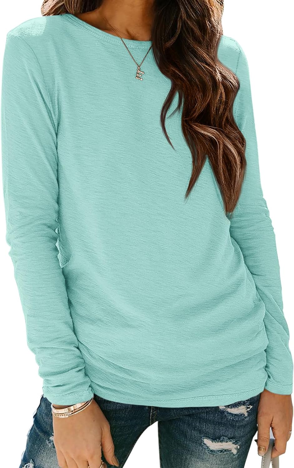 ATHMILE Womens Long Sleeve Shirts Basic Tee Fall Trendy Spring Top Business Casual Beach Vacation Workout 2025 Fashion