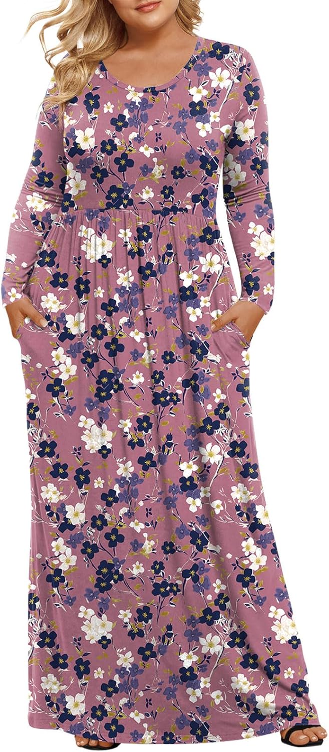 LONGYUAN Women's Plus Size Maxi Dresses for Curvy Women Casual Long Dress XL-6XL