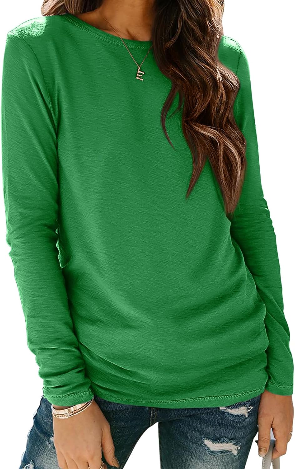 ATHMILE Womens Long Sleeve Shirts Basic Tee Fall Trendy Spring Top Business Casual Beach Vacation Workout 2025 Fashion