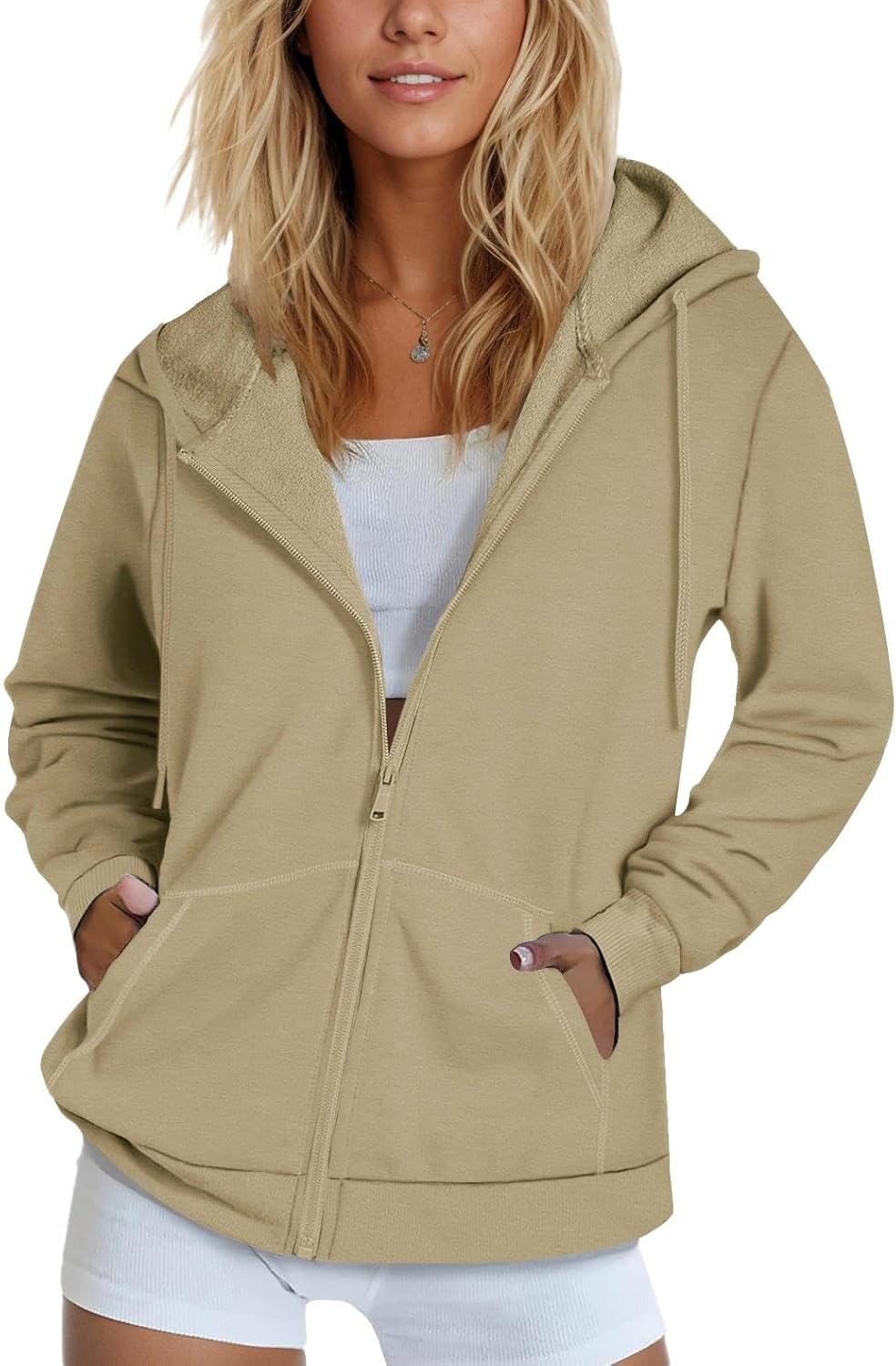 SMENG Womens Zip Up Hoodies Long Sleeve Fit Hooded Sweatshirts 2025 Casual Lightweight Jacket