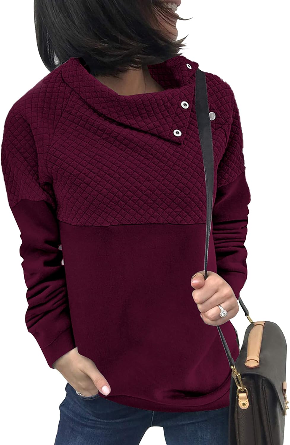 BTFBM Women Fashion Quilted Pattern Lightweight Zipper Long Sleeve Plain Casual Ladies Sweatshirts Pullovers Shirts Tops