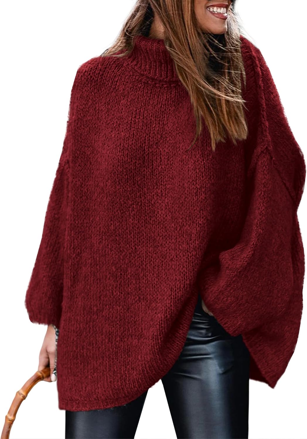 PRETTYGARDEN Women's 2025 Fall Turtleneck Oversized Sweaters Long Sleeve Chunky Knit Pullover Tops Winter Fashion Clothes