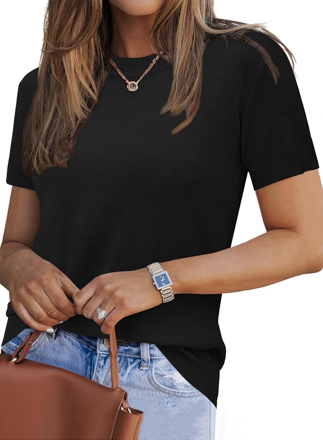 Arach&Cloz Women's Wool Blend Business Casual Essential Fall Layering Pullover Sweaters