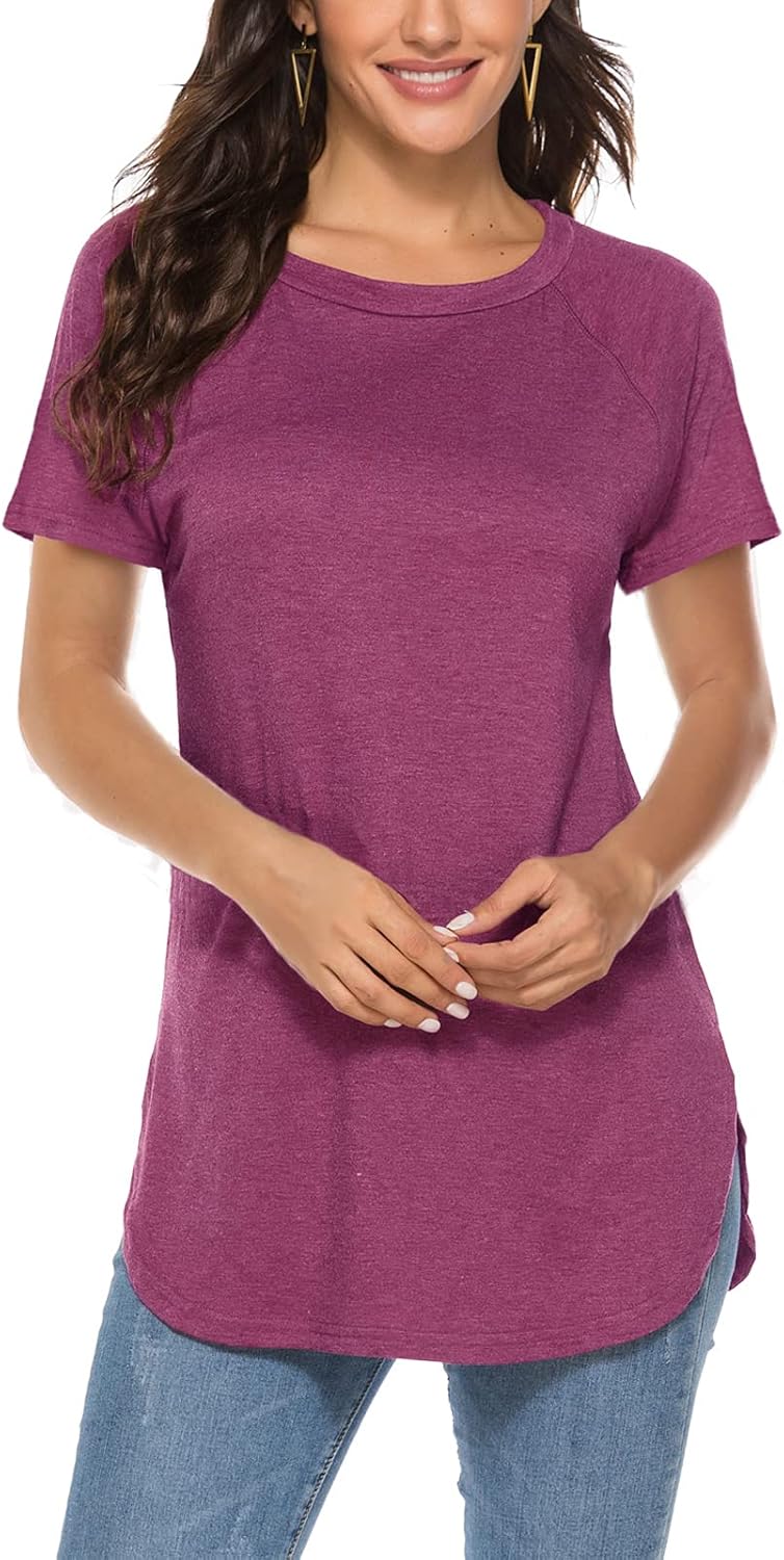 Newchoice Women's Casual Batwing Long Sleeve T Shirt Round Neck Basic Loose Tunic Tops