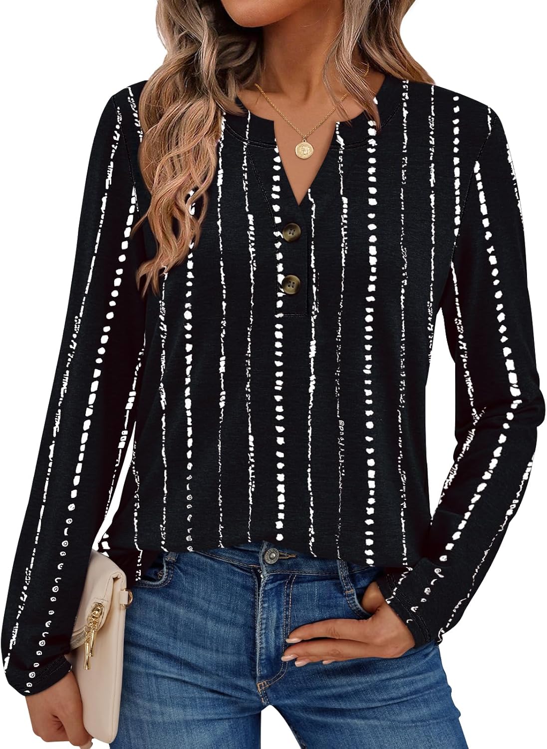 AUTOMET Women's Long Sleeve Shirts 2025 Fall Fashion Dressy Casual Tops Trendy Henley Blouses Cute Work Outfits Clothes