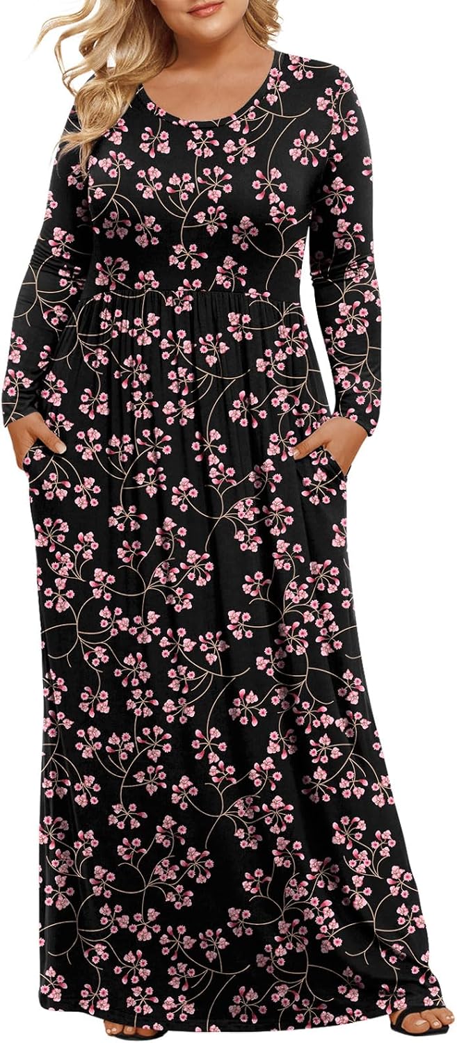 LONGYUAN Women's Plus Size Maxi Dresses for Curvy Women Casual Long Dress XL-6XL