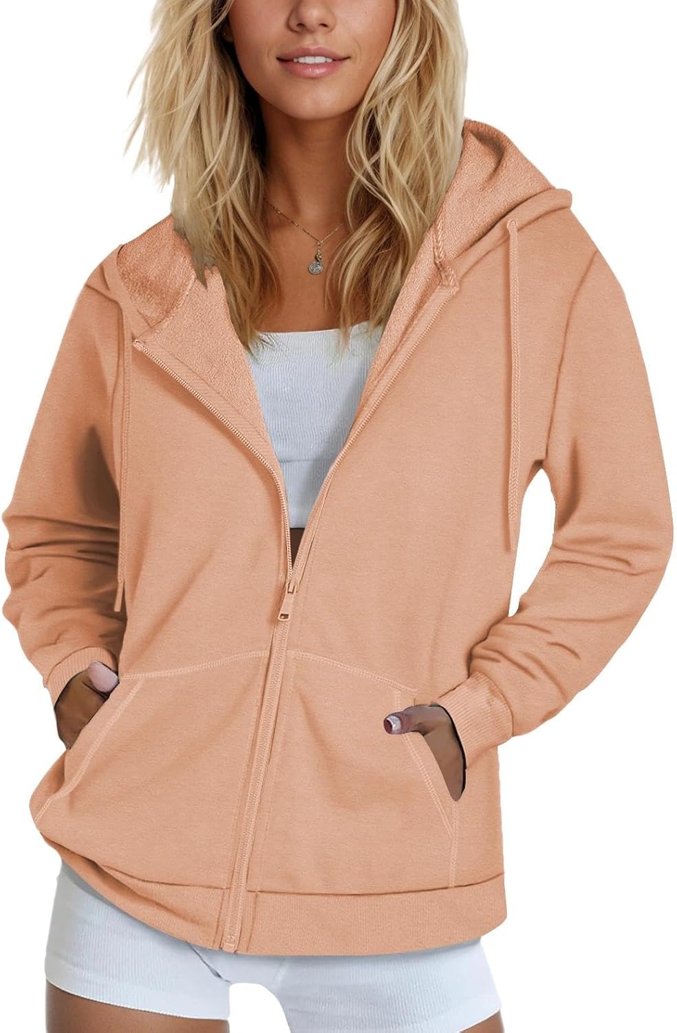 SMENG Womens Zip Up Hoodies Long Sleeve Fit Hooded Sweatshirts 2025 Casual Lightweight Jacket