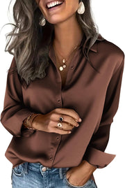 Zeagoo Satin Blouses for Women Silk Button Down Shirts Long Sleeve Business Casual Tops