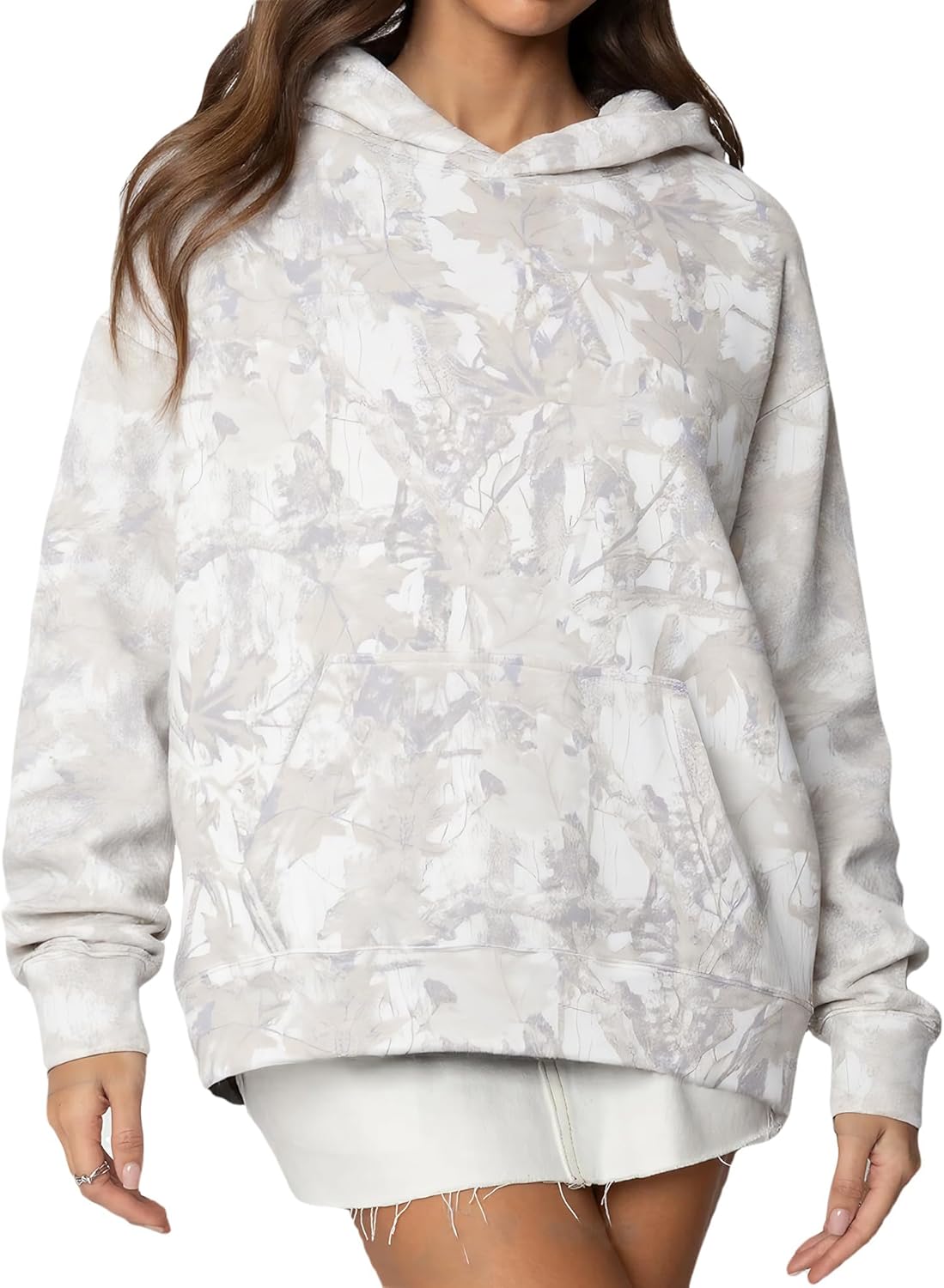 Camo Hoodie Womens Maple Leaf Fleece Hooded Sweatshirt Oversized Camouflage Hoodies For Women Trendy