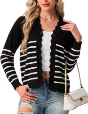 GRECERELLE Women's Long Sleeve V-Neck Button Down Cardigan Knit Shrugs Sweater