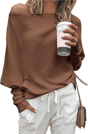 Zenlonr Women's Fall Sweaters 2025 Casual Long Batwing Sleeve Loose Off Shoulder Knit Pullovers Jumper Tops