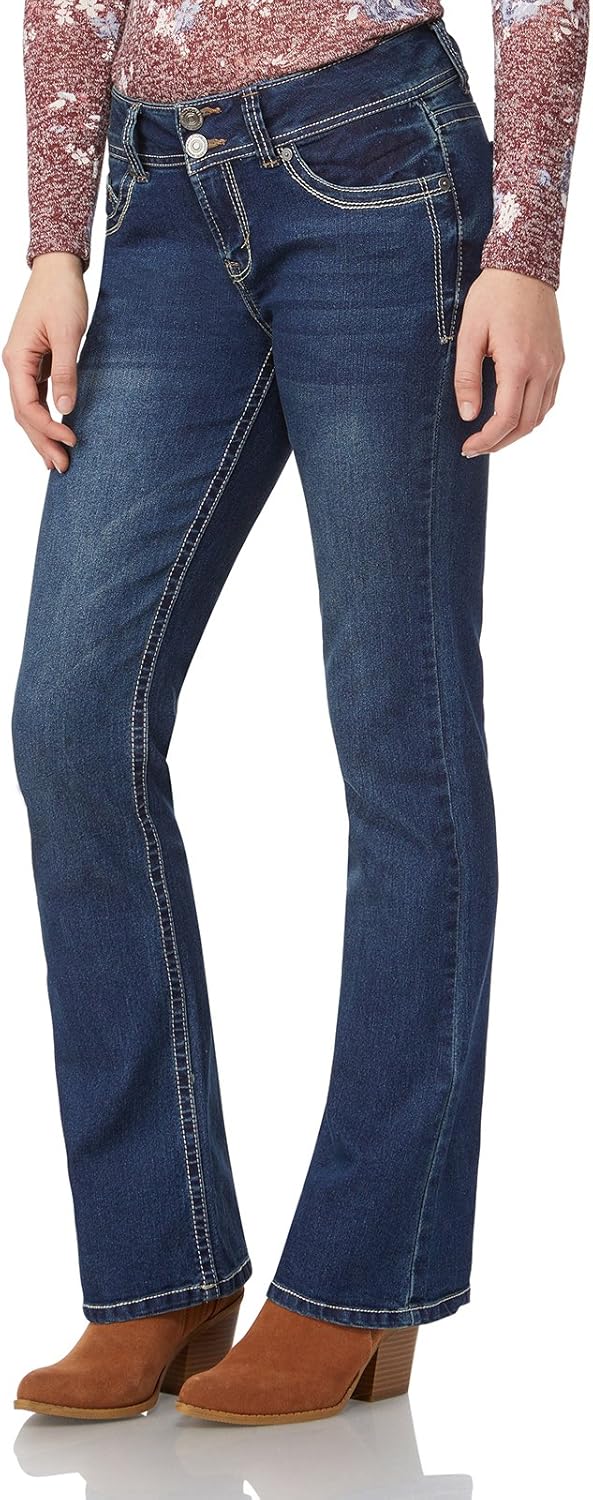 WallFlower Luscious Curvy Bootcut Jeans for Women, Mid-Rise Insta Stretch Denim, Size-Inclusive Juniors Jeans, Sizes 0 to 24