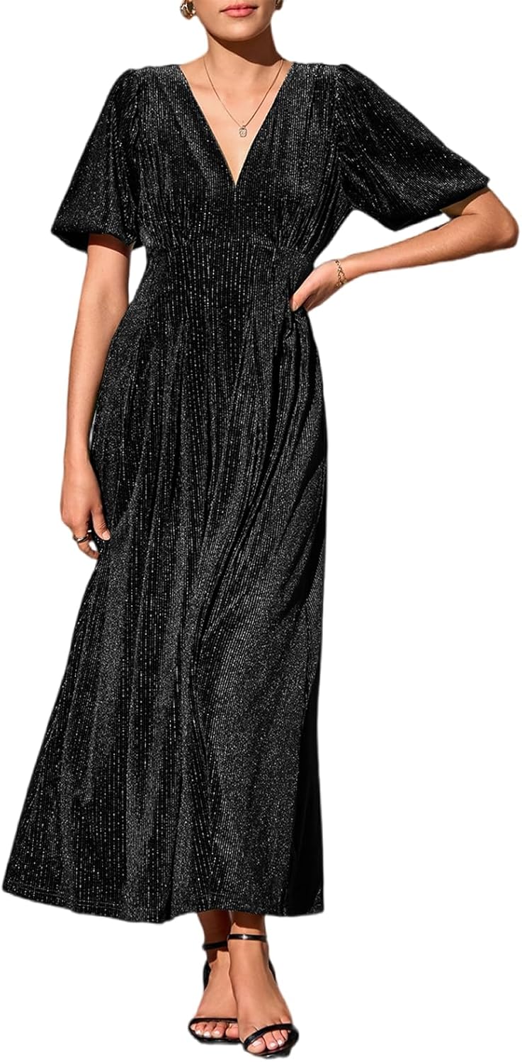 Women's Velvet Maxi Dress Formal Dresses for Wedding Guest Dress