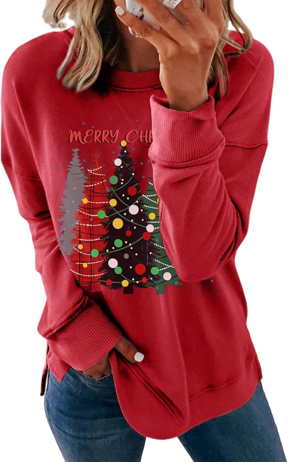 Dokotoo Women's Casual Crew Neck Sweatshirt Loose Soft Long Sleeve Pullover Tops