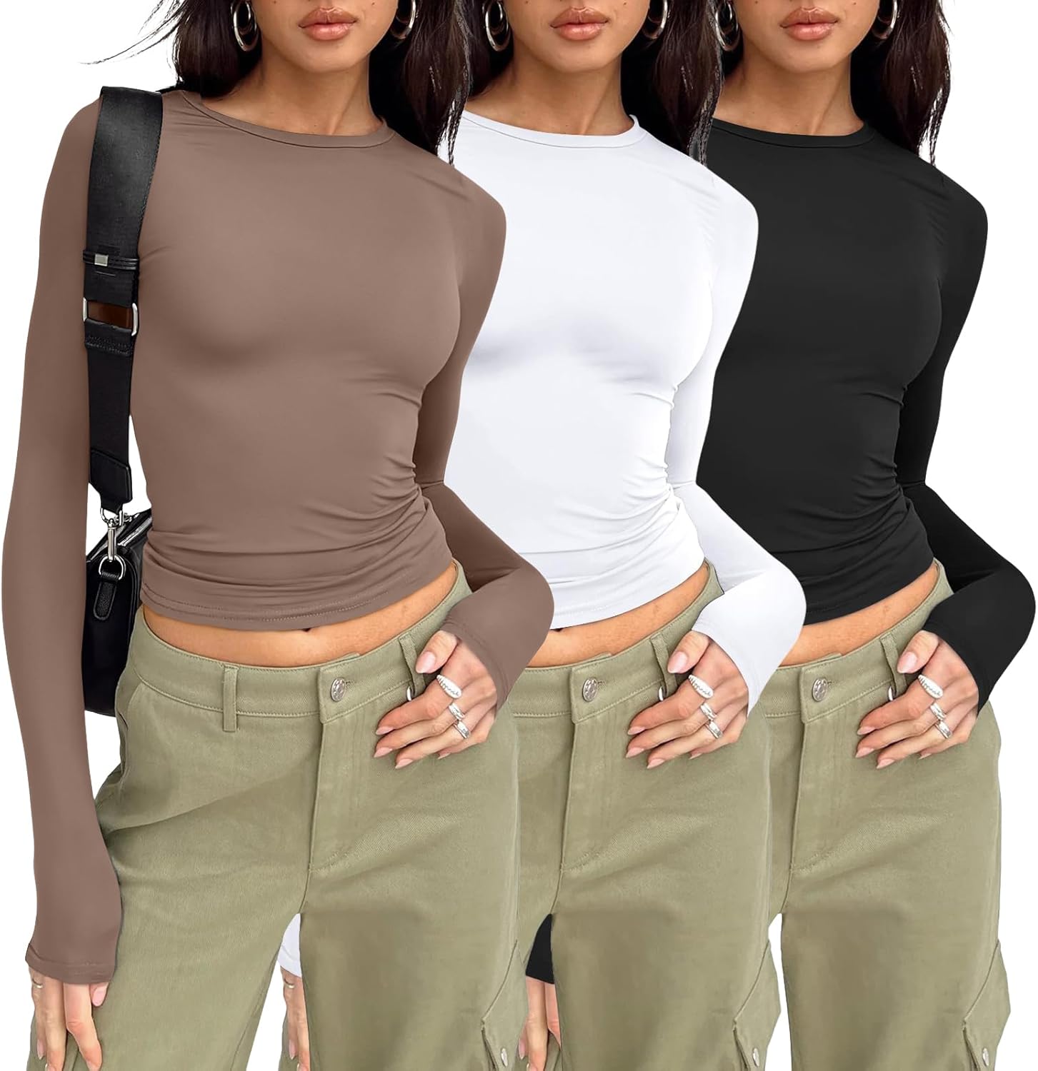 AUTOMET 3 Pack Womens Long Sleeve T Shirts Fall Fashion Basic Going Out Crop Tops Slim Fitted Winter Clothes 2025