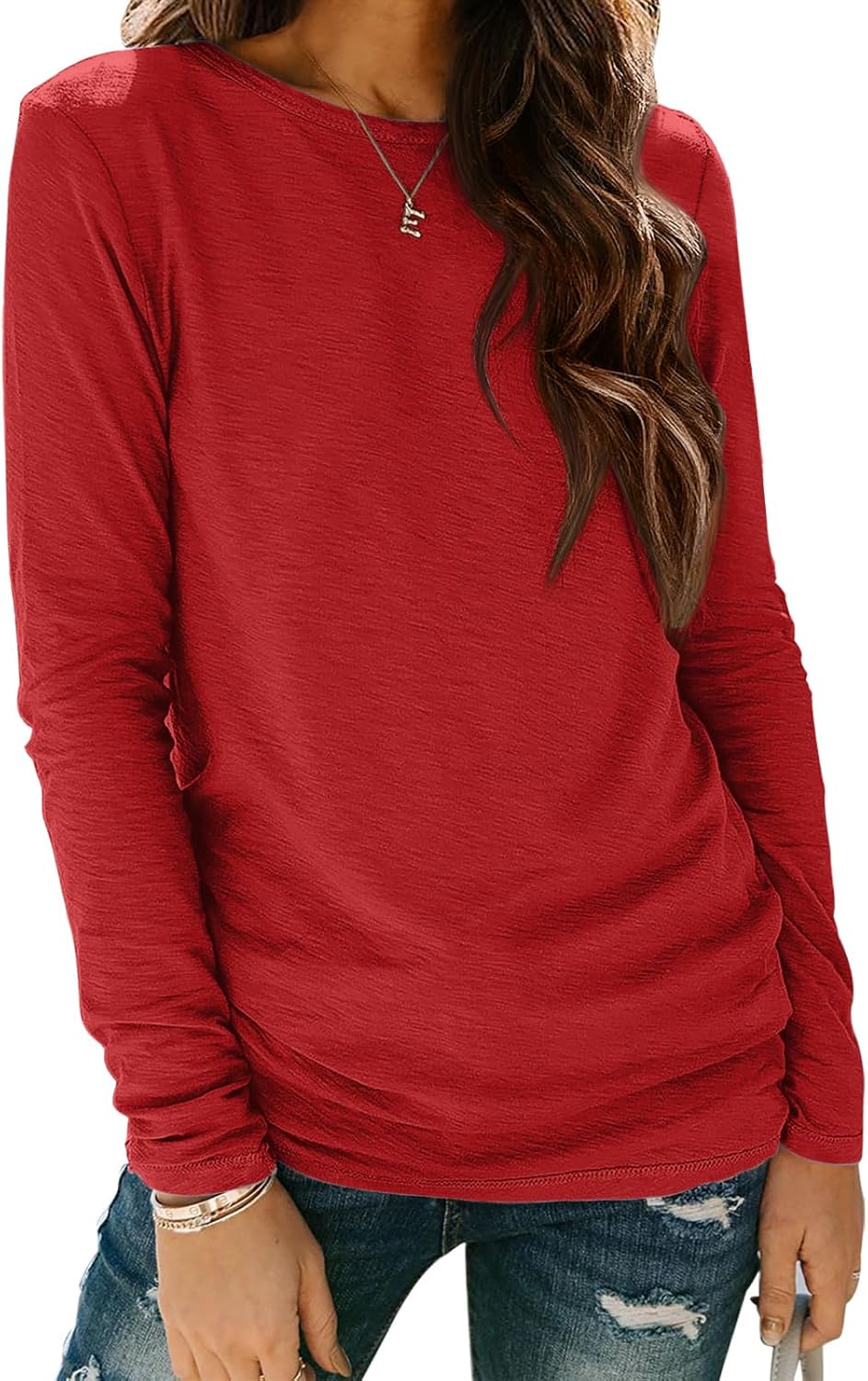 ATHMILE Womens Long Sleeve Shirts Basic Tee Fall Trendy Spring Top Business Casual Beach Vacation Workout 2025 Fashion