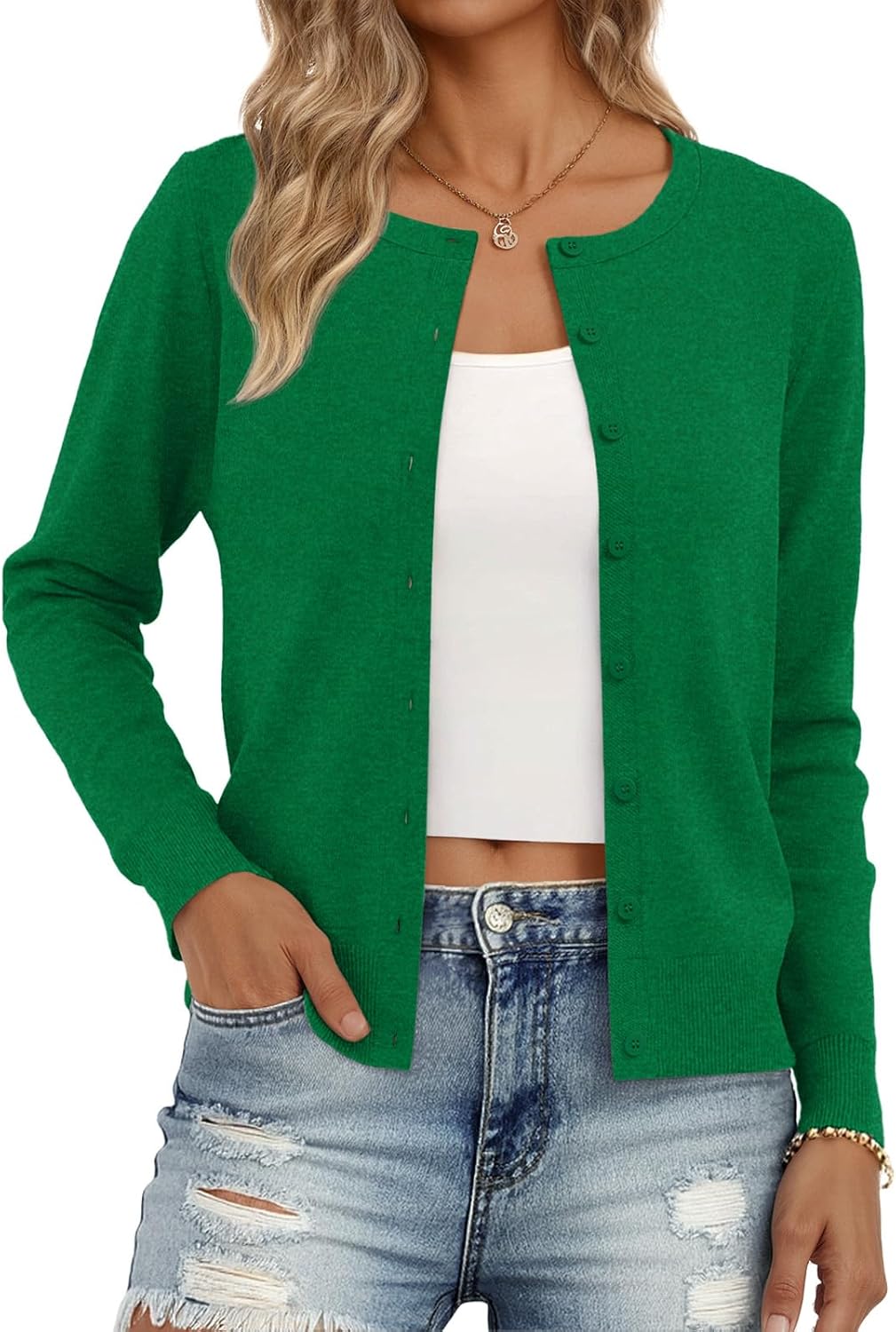 Trendy Queen Womens Cardigan Sweaters Lightweight Crew Neck Outfits Fall Fashion 2025 Clothing