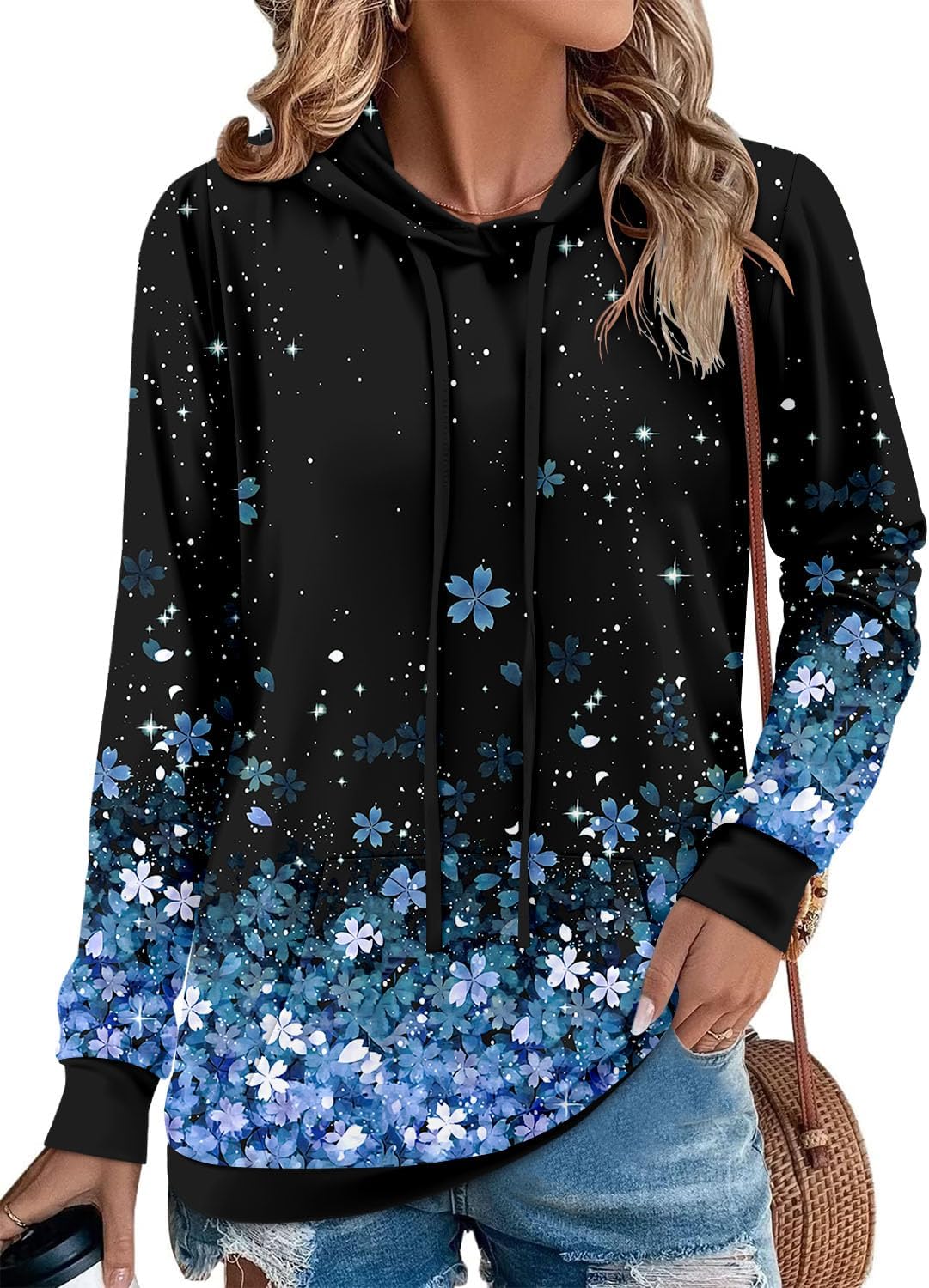 Angerella Hoodies for Women Camo Leopard Print Tops Pullover Hooded Sweatshirt Drawstring with Pocket