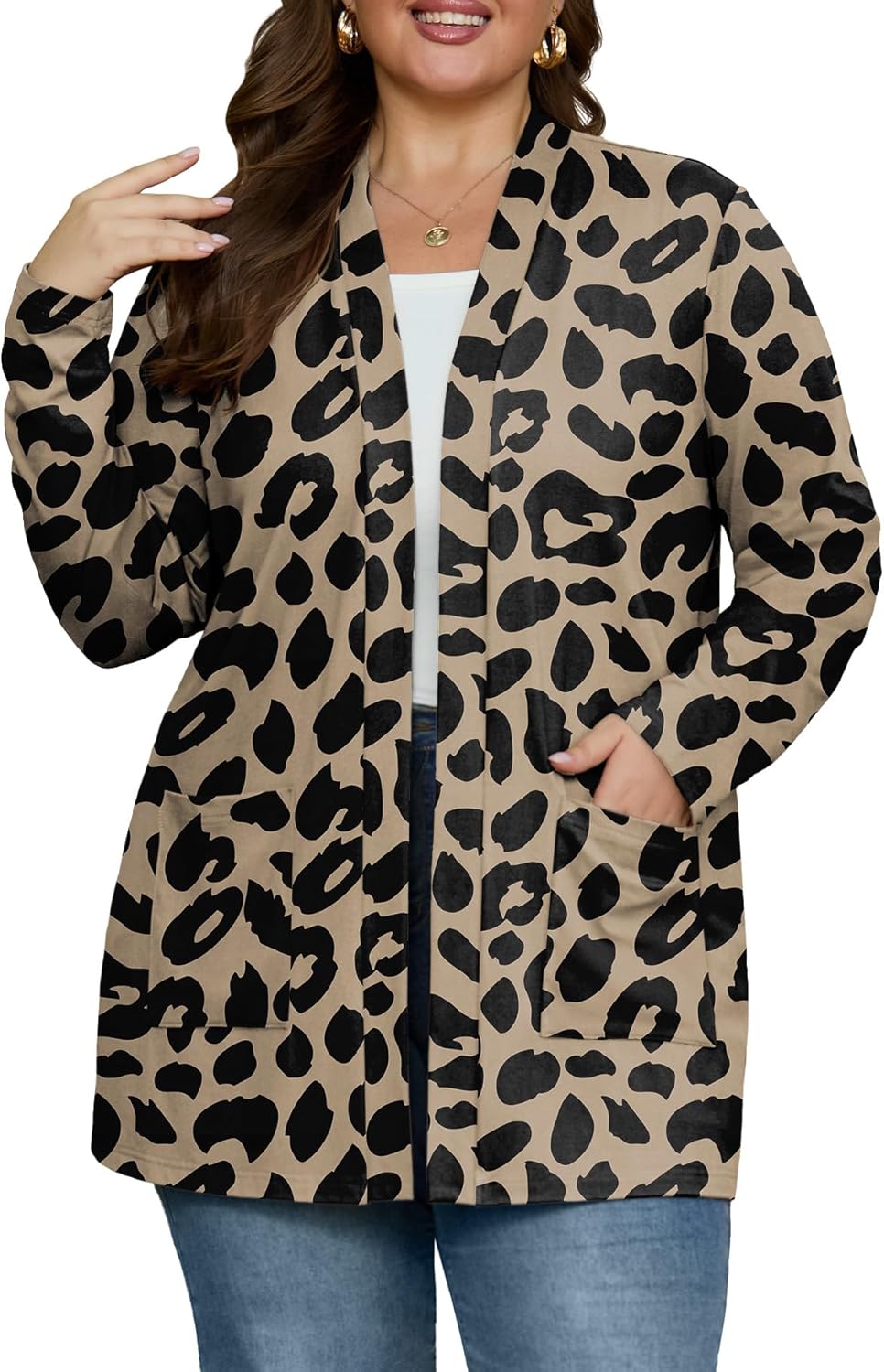 OLRIK Plus Size Cardigan for Women 2025 with Pockets Long Sleeve Casual Lightweight Jacket Open Front Cover Ups