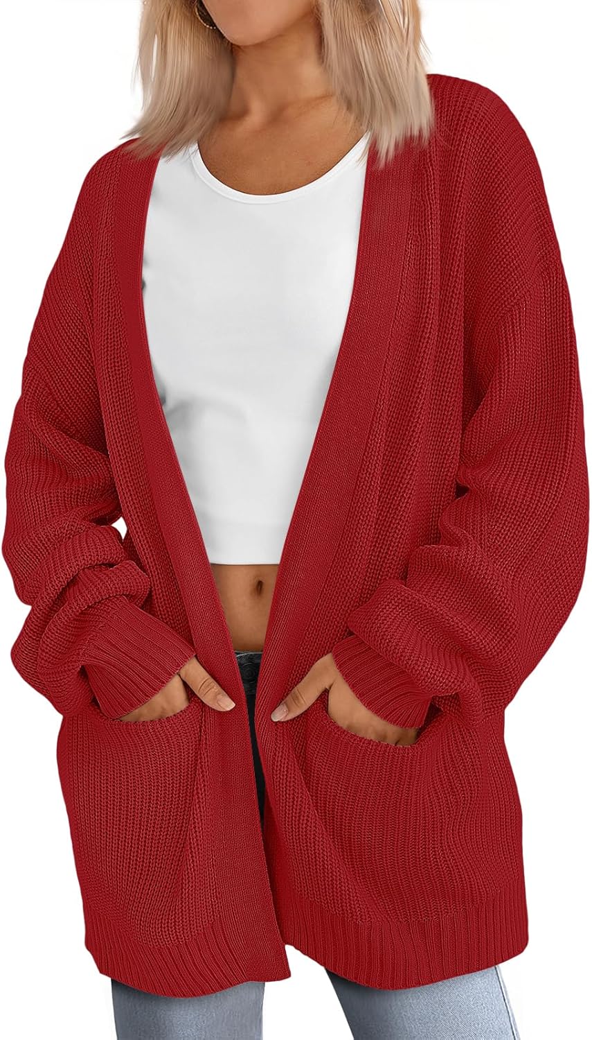 LILLUSORY Womens Oversized Cardigans Soft Knit Cardigan Sweater with Pockets