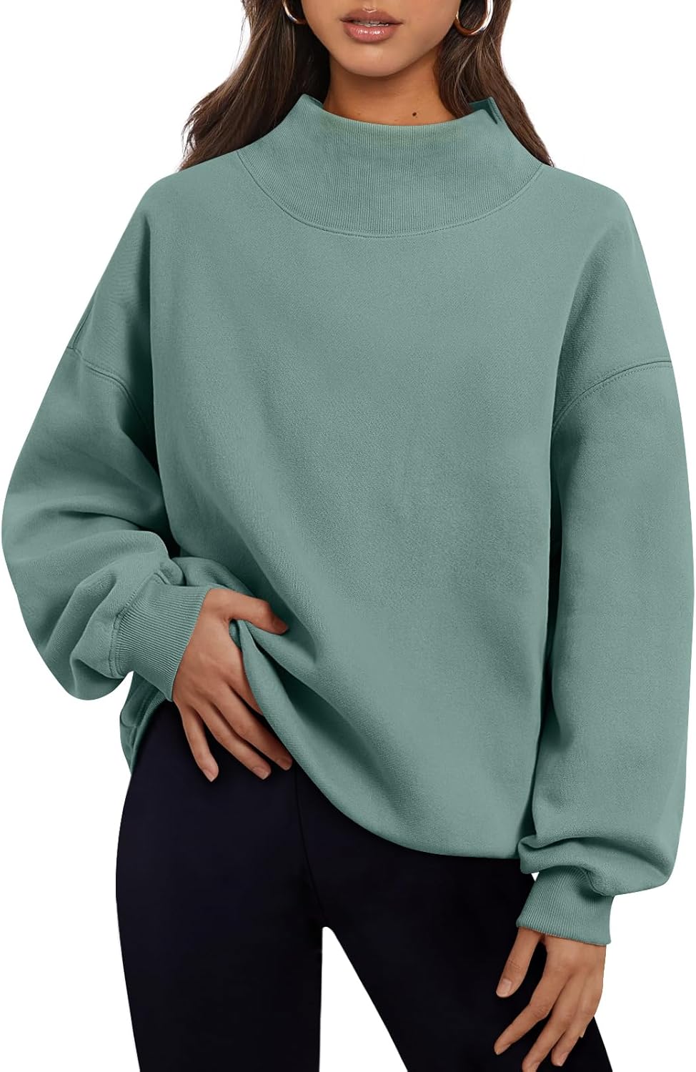 Trendy Queen Womens Oversized Sweatshirts Turtleneck Pullover Long Sleeve Hoodies Tops Fall Fashion Outfits 2025 Clothes
