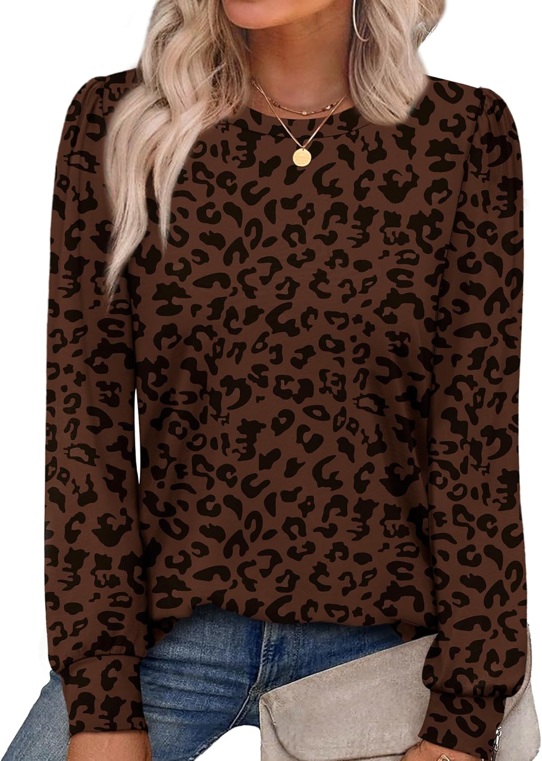 Alaroo Womens Long Sleeve Shirts 2025 Fall Tunic Tops Crewneck Blouses Print