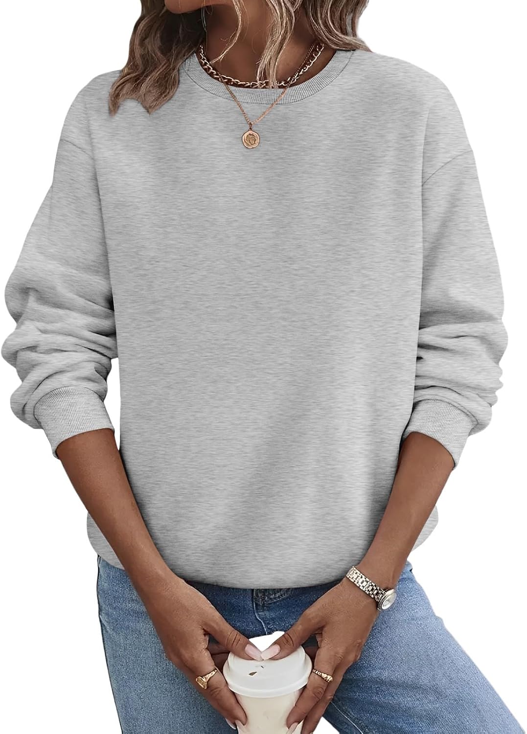 TICTICMIMI Women's Casual Crewneck Sweatshirts Long Sleeve Tops Loose Fit Fall Shirts