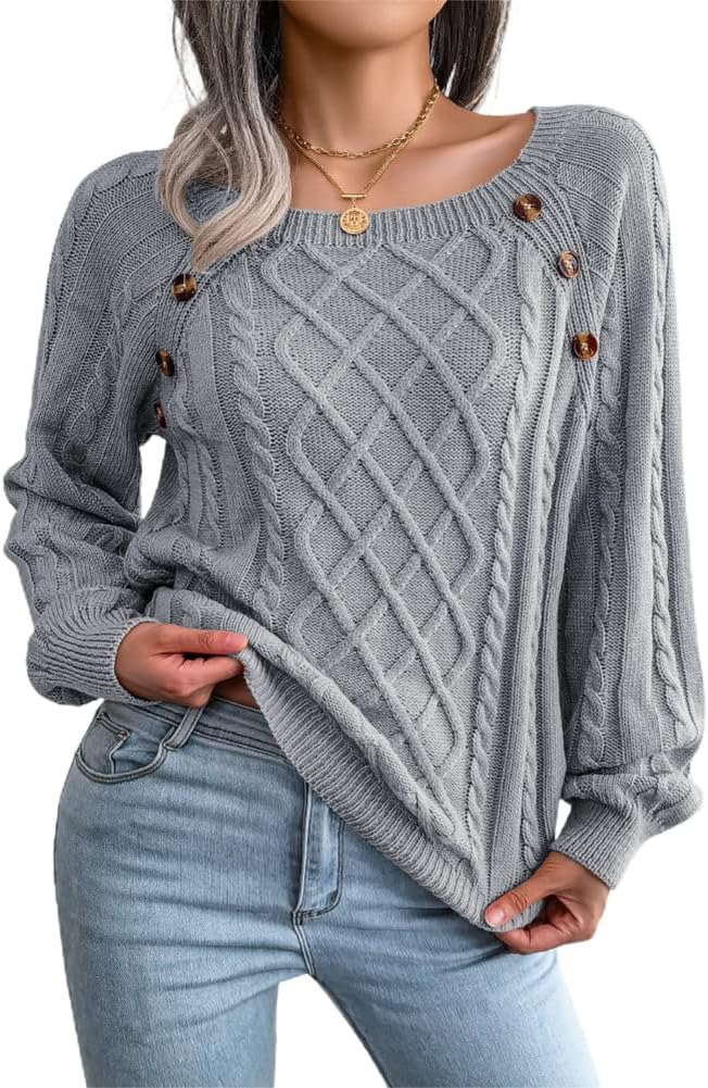 JUNBOON Women’s Casual Leopard Print Knitted Pullover Sweaters Long Sleeve Crew Neck Jumper Tops