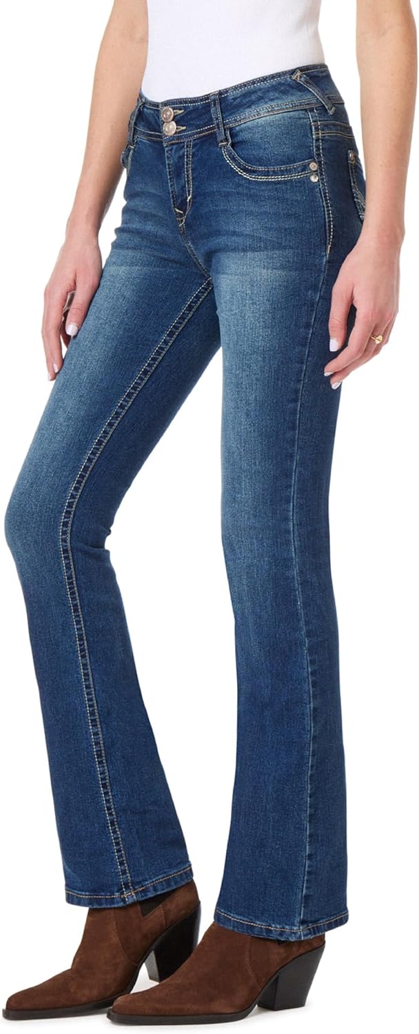 WallFlower Luscious Curvy Bootcut Jeans for Women, Mid-Rise Insta Stretch Denim, Size-Inclusive Juniors Jeans, Sizes 0 to 24
