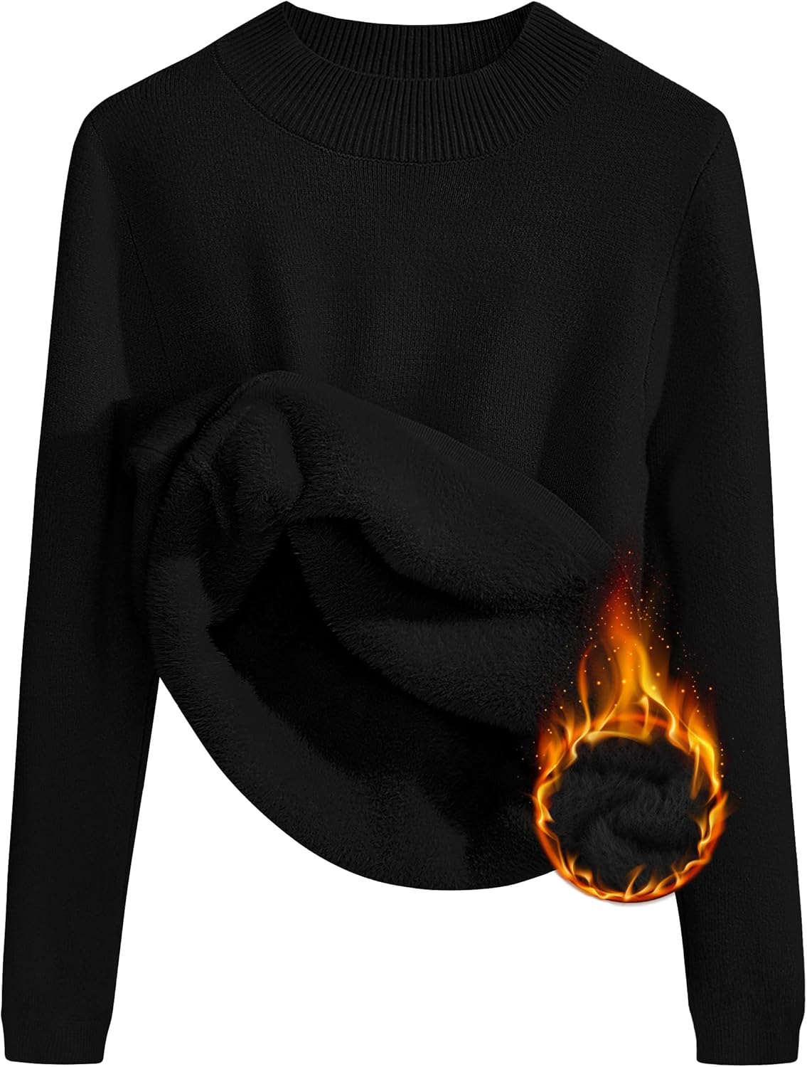 ZESICA Women's Fleece Sherpa Lined Sweater 2025 Winter Thermal Shirts Long Sleeve Mock Neck Slim Fitted Pullover Tops