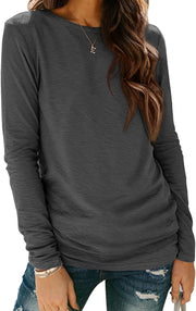 ATHMILE Womens Long Sleeve Shirts Basic Tee Fall Trendy Spring Top Business Casual Beach Vacation Workout 2025 Fashion