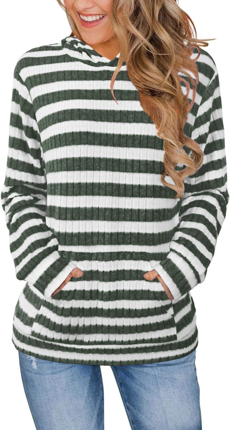 Womens Long Sleeve Shirts Kangaroo Pocket Fashion Hoodies Fall Pullover Sweatshirts