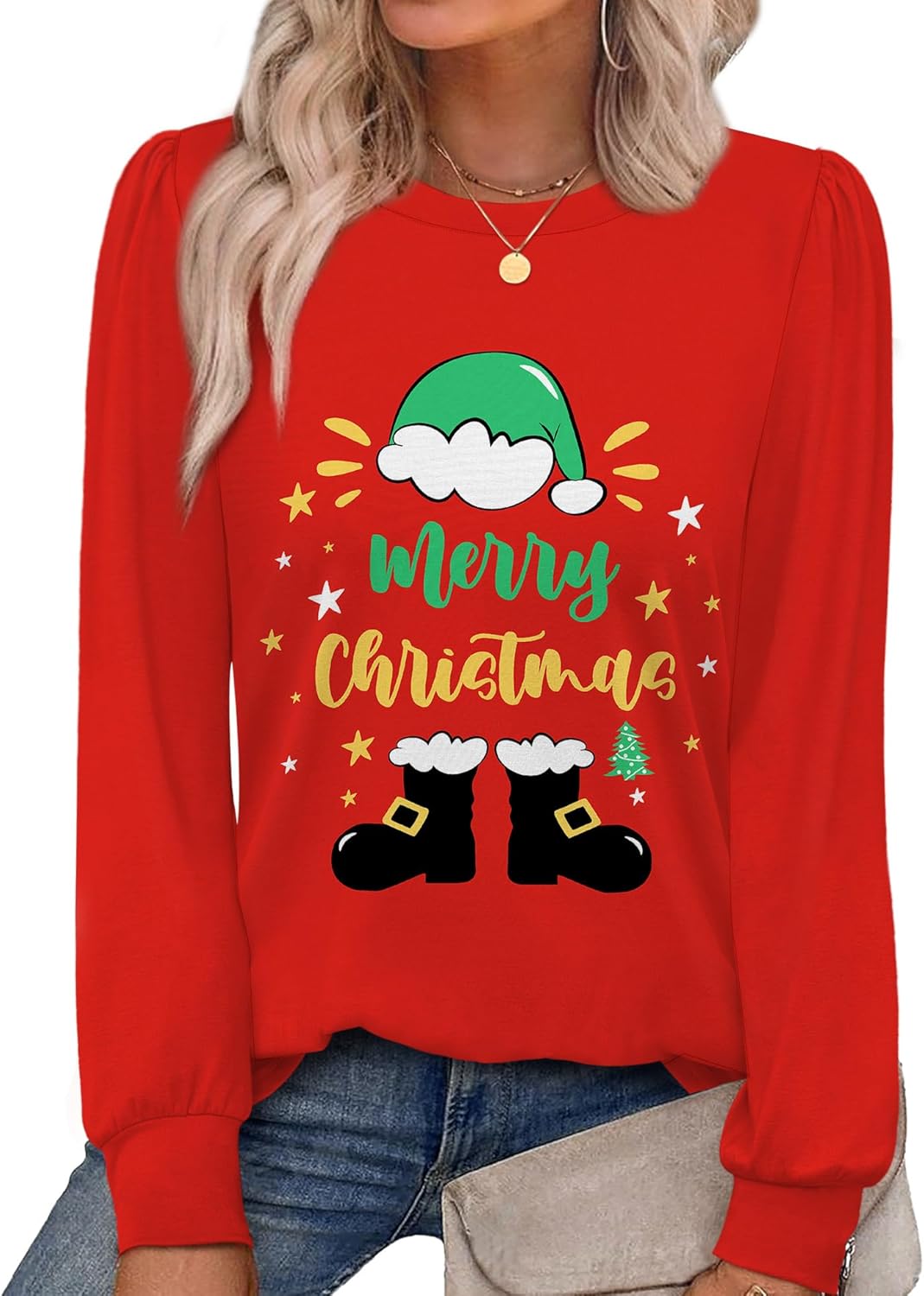 Alaroo Womens Long Sleeve Shirts 2025 Fall Tunic Tops Crewneck Blouses Print