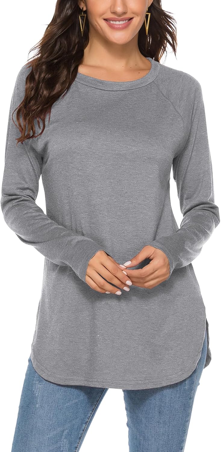 Newchoice Women's Casual Batwing Long Sleeve T Shirt Round Neck Basic Loose Tunic Tops