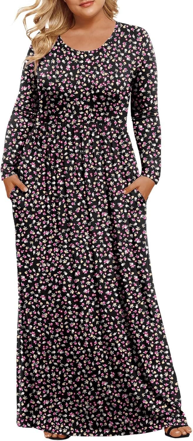 LONGYUAN Women's Plus Size Maxi Dresses for Curvy Women Casual Long Dress XL-6XL