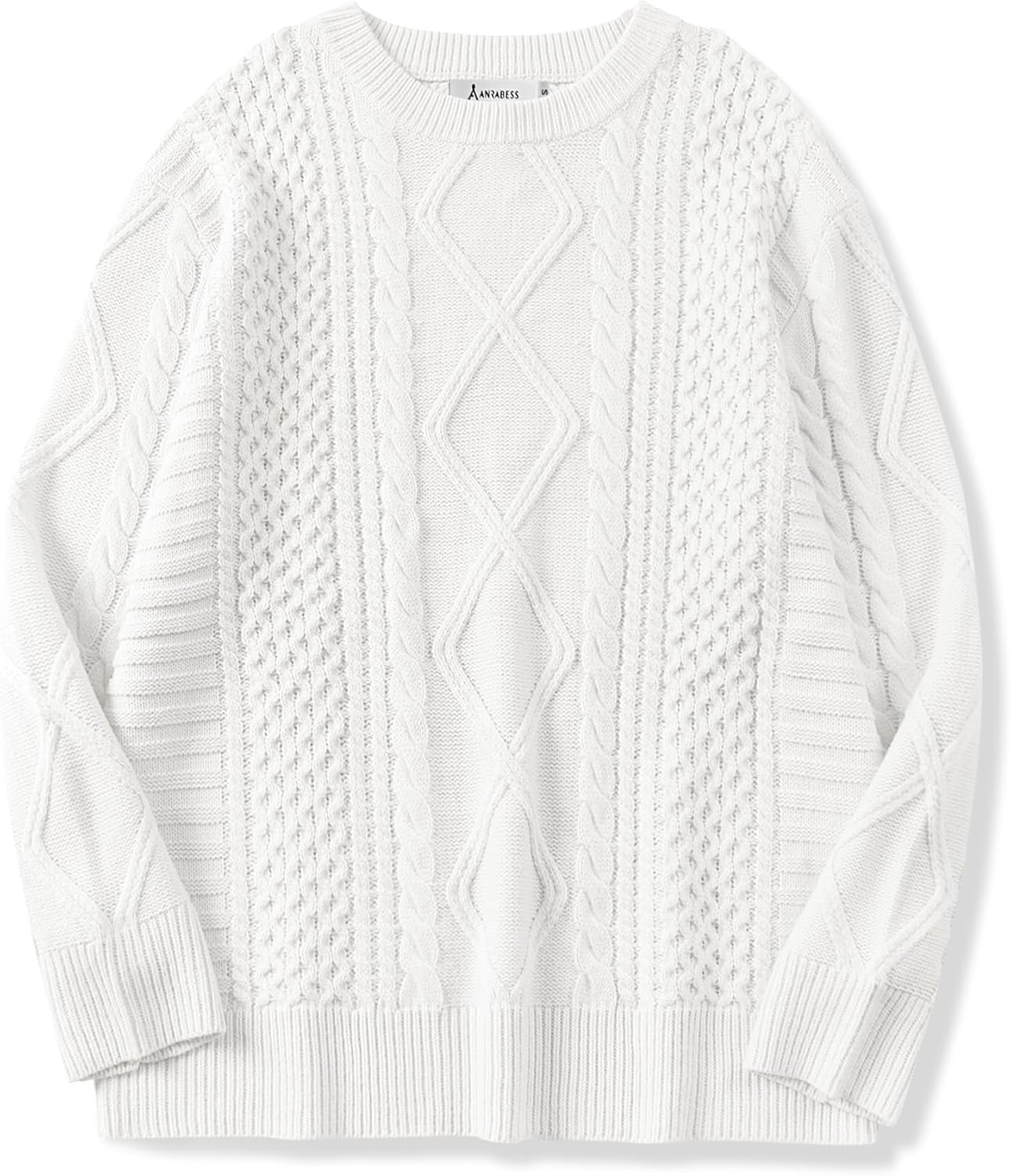 ANRABESS Sweaters for Women Oversized Cable Knit Fall Long Sleeve Crewneck Casual Pullover Sweater Tops 2025 Winter Outfits