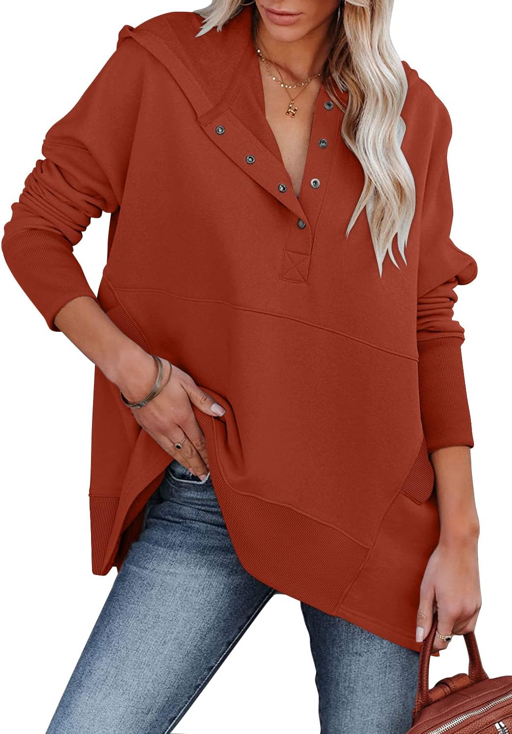 onlypuff Oversized Pulllover Hoodies for Women Fall Fashion Sweatshirts Teen Girls Hooded Tunic Tops