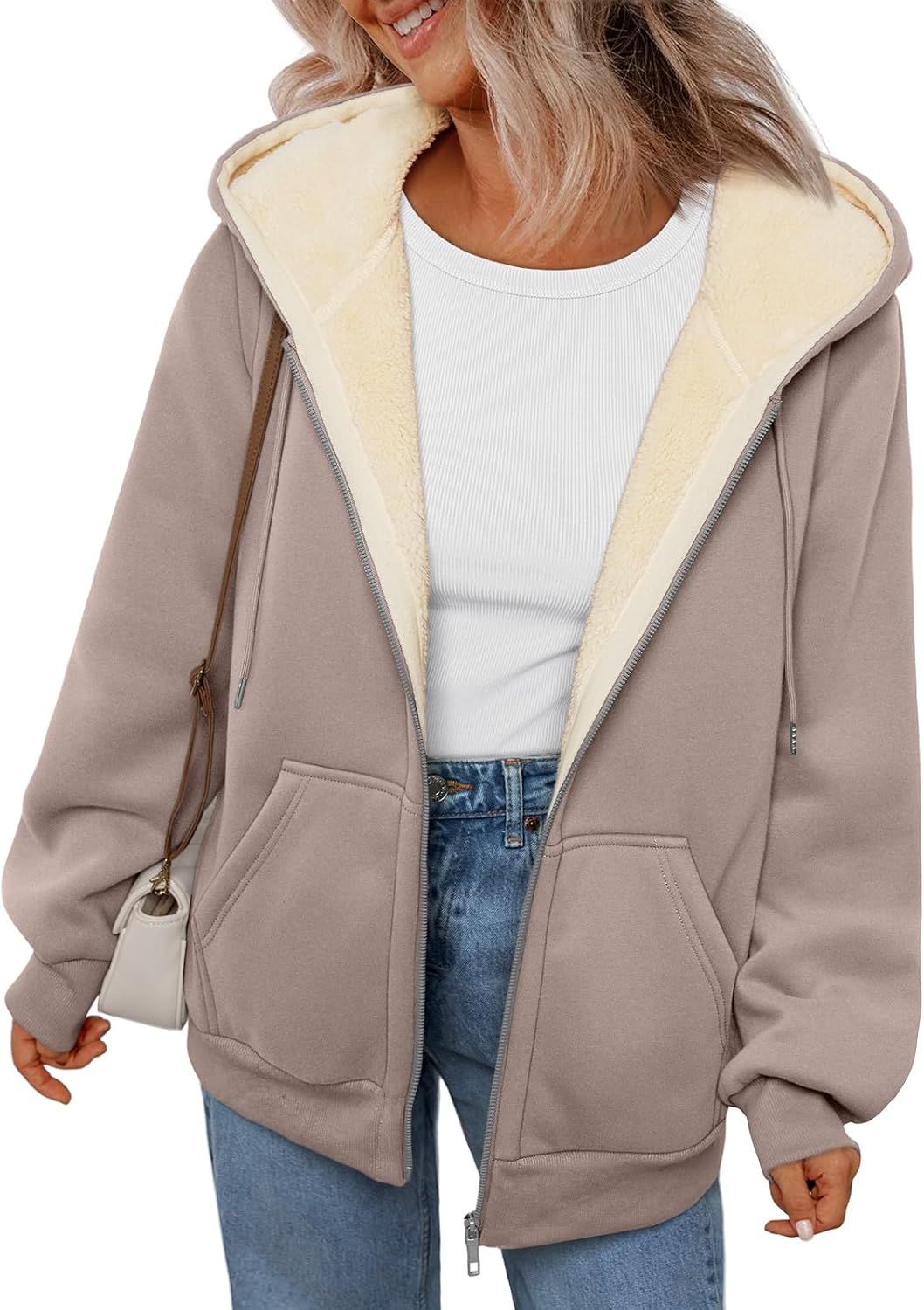 Trendy Queen Zip Up Hoodies for Women Fleece Lined Jackets Winter Coats Long Sleeve Sweatshirts Pullover Fall Clothes