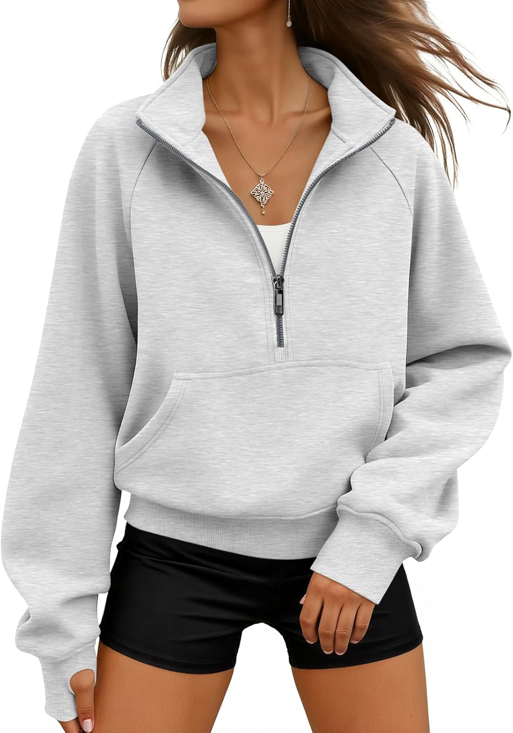 WYNNQUE Womens Sweatshirts Hoodies 2025 Fall Fashion Clothes Half Zip Pullover Cropped Fleece Sweaters Workout Soft Outfits