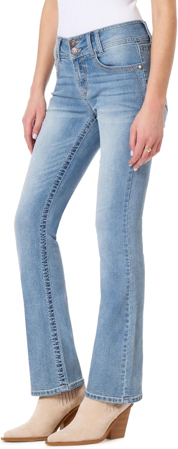 WallFlower Luscious Curvy Bootcut Jeans for Women, Mid-Rise Insta Stretch Denim, Size-Inclusive Juniors Jeans, Sizes 0 to 24