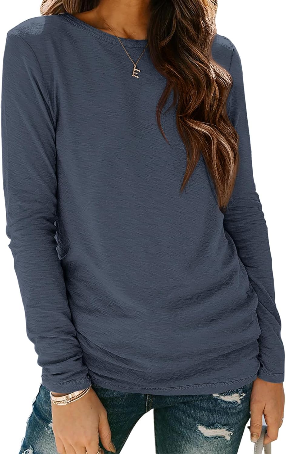 ATHMILE Womens Long Sleeve Shirts Basic Tee Fall Trendy Spring Top Business Casual Beach Vacation Workout 2025 Fashion