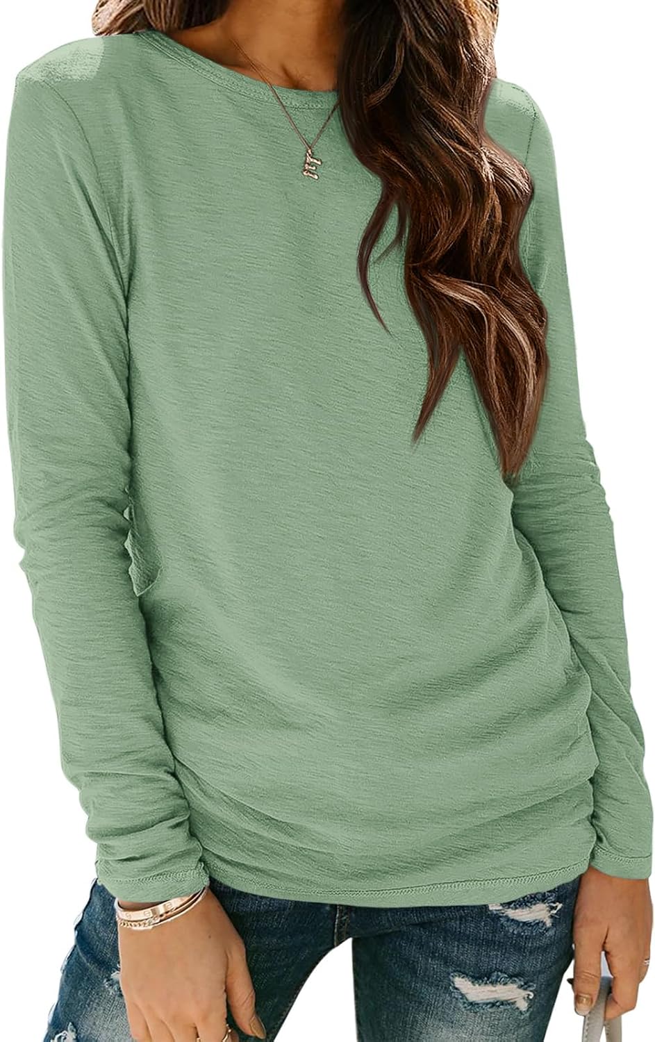 ATHMILE Womens Long Sleeve Shirts Basic Tee Fall Trendy Spring Top Business Casual Beach Vacation Workout 2025 Fashion